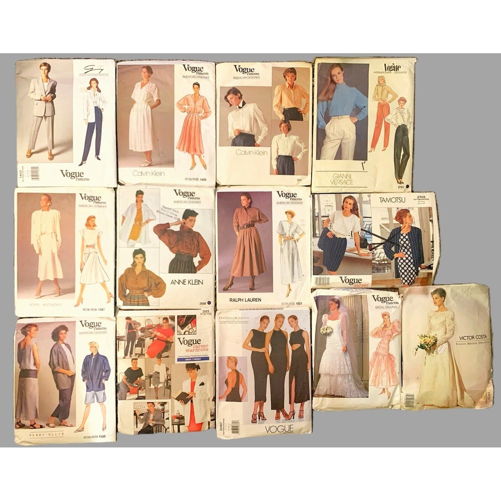 13 Vogue Original Designer Big Envelope Sew Patterns Incl Victor Costa Bridal